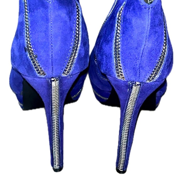 Colin Stuart Size 9B Booties Zipper Violet Blue Platform Stiletto Boots Cocktail - Picture 6 of 14